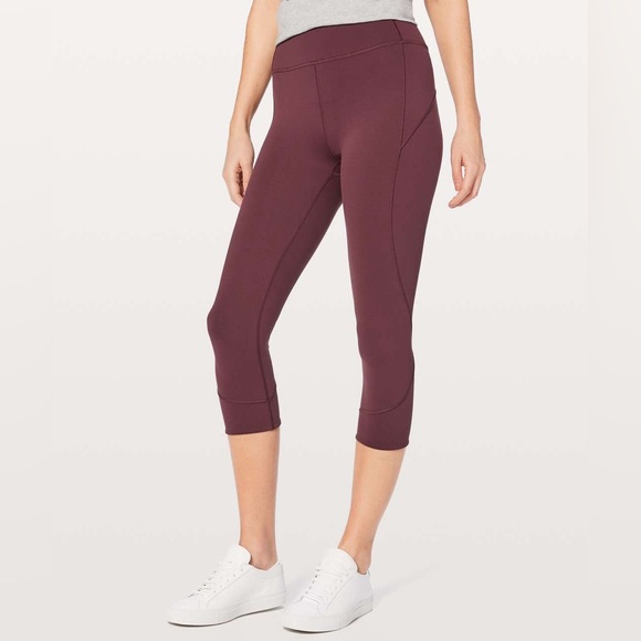 lululemon athletica Pants - Lululemon In Movement Burgundy Crop Everlux Redwood Leggings 10